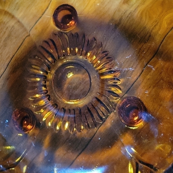 Vintage Mid-Century Indiana Colony Glass Amber Footed Salad/Fruit Bowl - Picture 10 of 10